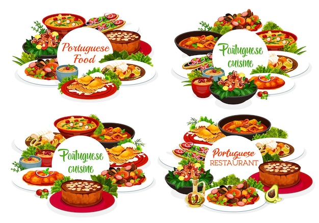 Portugal cocina vector menú cubierta comida portuguesa