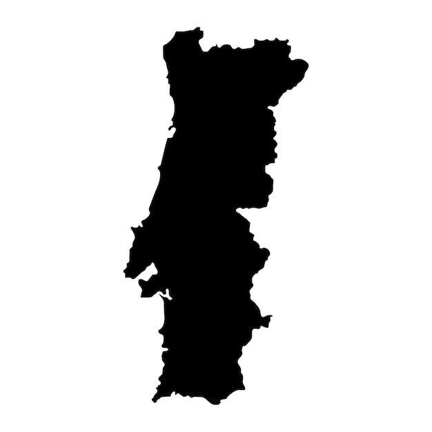 Portugal Mapa de vectores en blanco aislado sobre fondo blanco HighDetailed Black Silhouette Mapa de Portugal