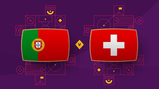 Portugal suiza playoff ronda de 16 partido Fútbol 2022 2022 Campeonato mundial de fútbol partido versus equipos introducción deporte fondo campeonato competencia cartel vector