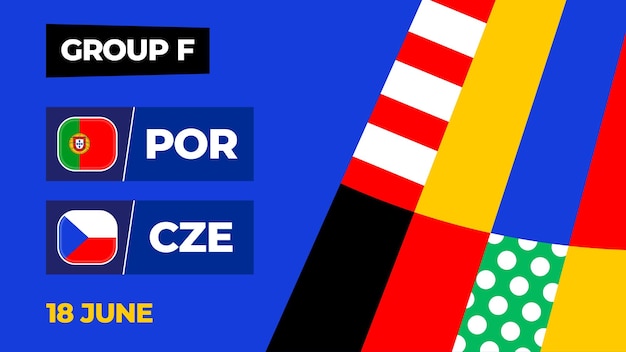 Vector portugal vs república checa fútbol partido de 2024 contra el partido de campeonato de la fase de grupos de 2024 contra los equipos introspecto de fondo deportivo competición de campeonato