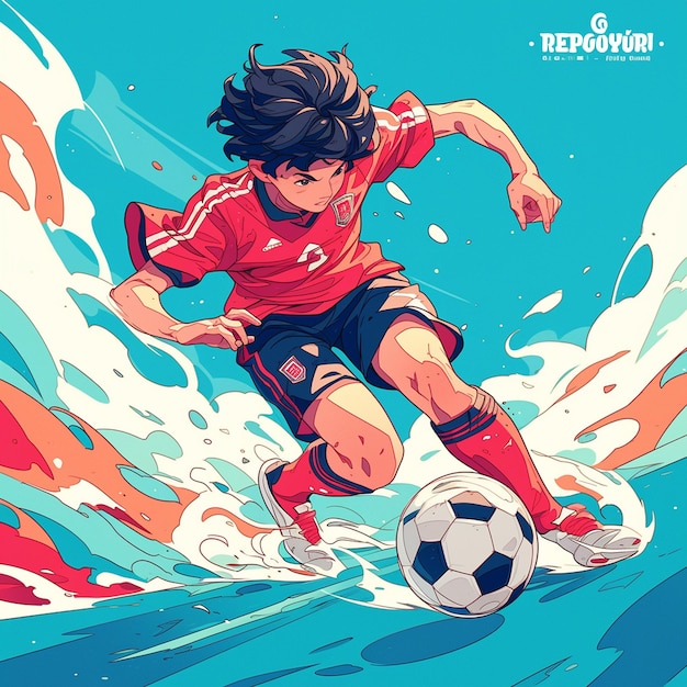 Vector un portugués está jugando al futsal.