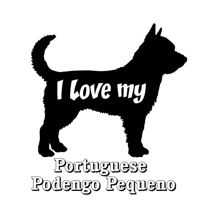 Vector portugués podengo pequen me encanta mi perro silueta de perro razas de perro logotipo monograma de perro vector