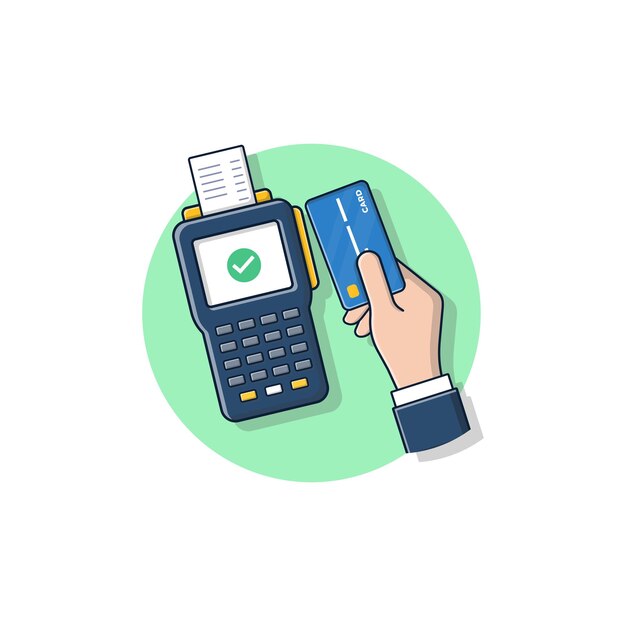 Pos Machine with Bank Card Vector Illustration Make a Payment Concept Design
