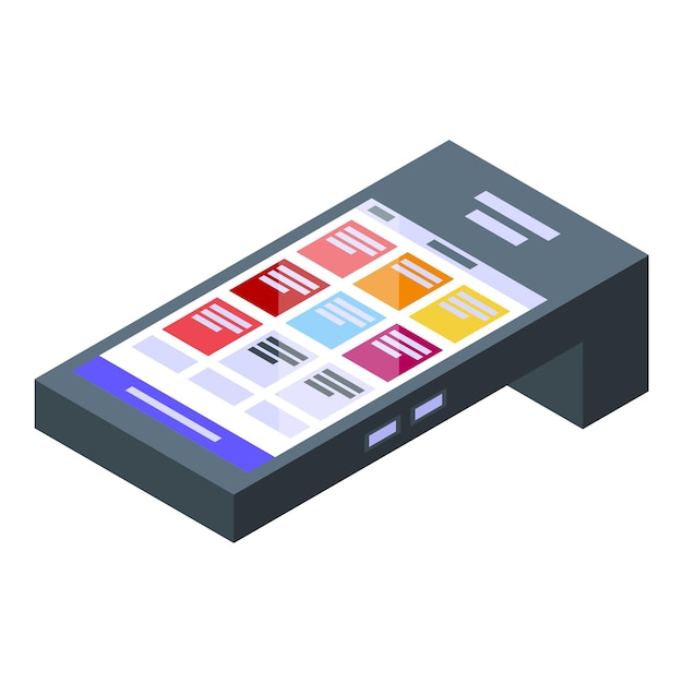 Pos terminal icono vector isométrico Pago con tarjeta Cajero automático efectivo