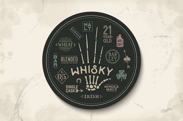 Posavasos para bebidas de whisky y alcohol