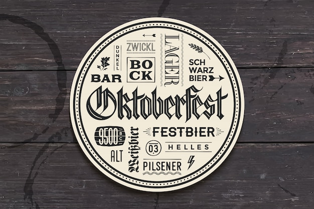 Vector posavasos con letras para el oktoberfest