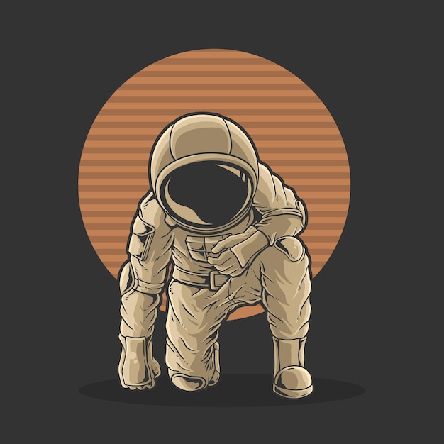 Vector pose de astronauta o personaje de astronauta con vector espacial premium