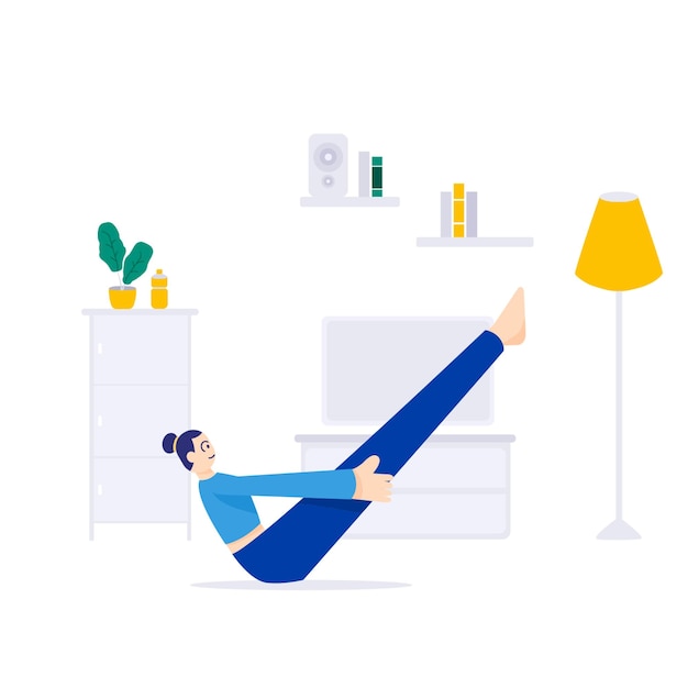 Pose de barco para la ilustración de yoga