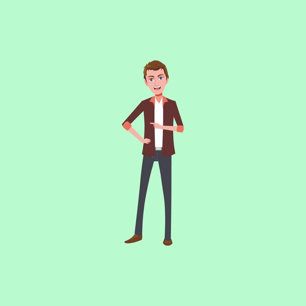 pose de un hombre con una camisa marrón de fondo
