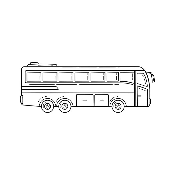 pose de lado del autobús de la ciudad de estilo doodle