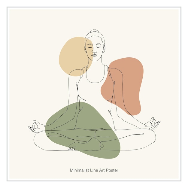 Pose de meditación arte de línea calma atención abstracta ilustración