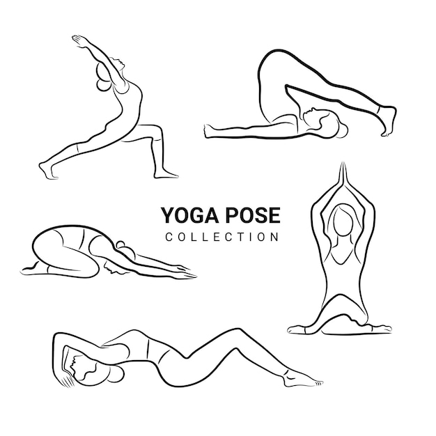 Pose de yoga de mujer con trazo de línea