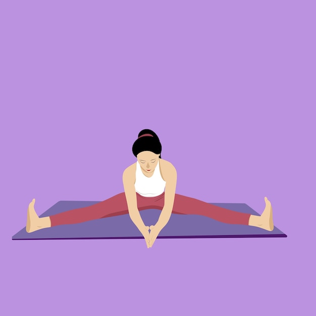 Pose de yoga con las piernas anchas sentado hacia adelante plegado Upavistha Konasana