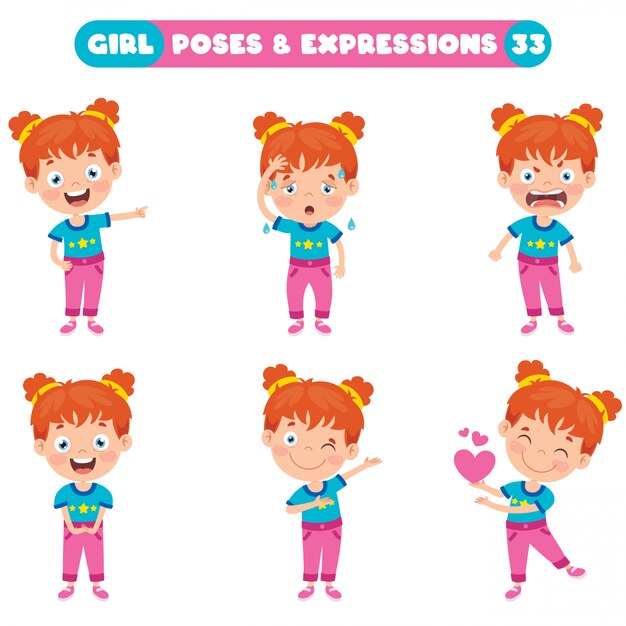 Poses y expresiones de una chica divertida