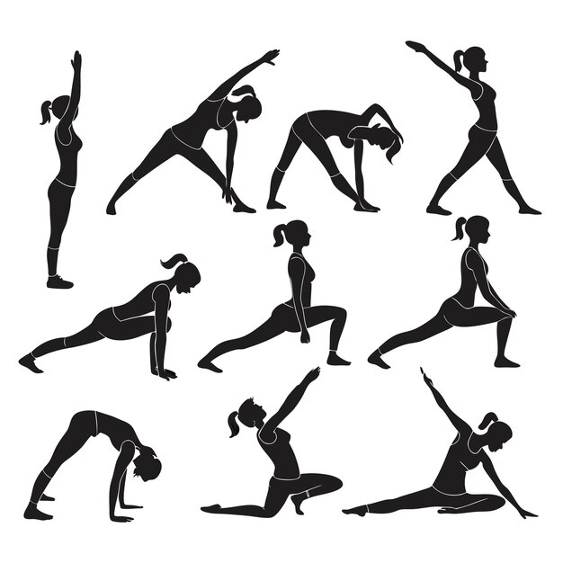 Poses de yoga silueta para la aptitud y el bienestar