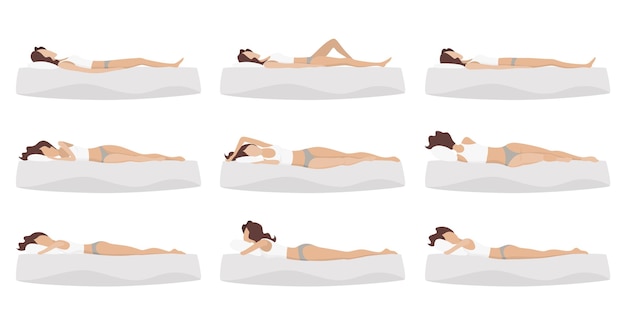 Posición correcta e incorrecta del cuerpo durante el sueño Posición saludable durante el sueño Columna vertebral en varios colchones