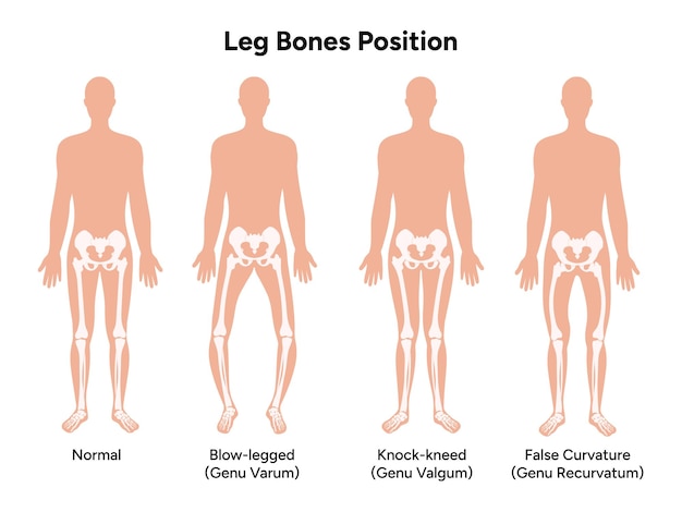 Vector posición de los huesos de las piernas blowlegged knockkneed curvatura de la cara