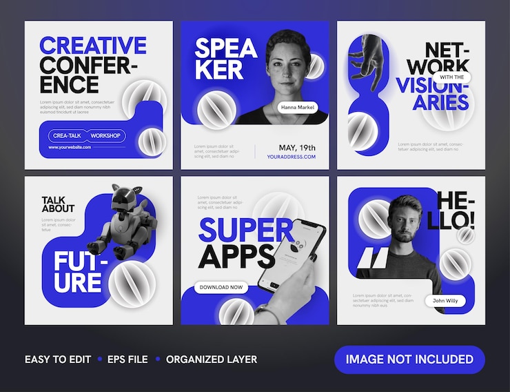 Vector posición de instagram de la conferencia futurista creativa