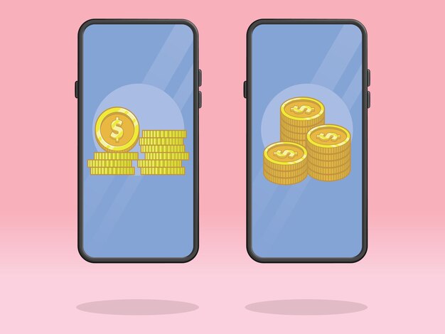 Posición de las pilas de monedas de los teléfonos inteligentes