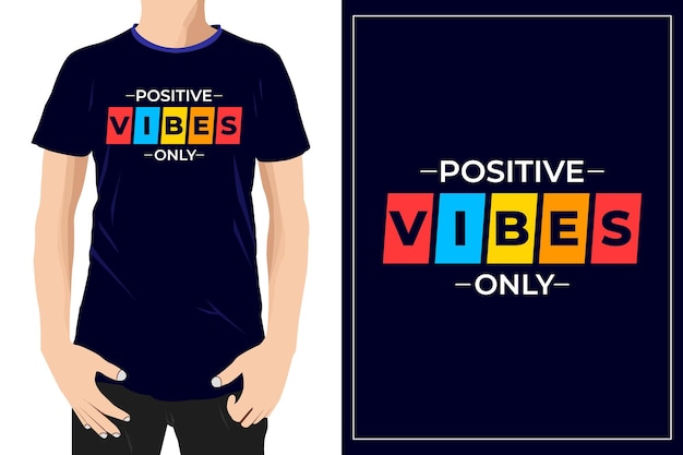 Positive Vibes Only Citas motivacionales Diseño listo para la etiqueta de la camiseta de la taza o la impresión Vector Premium