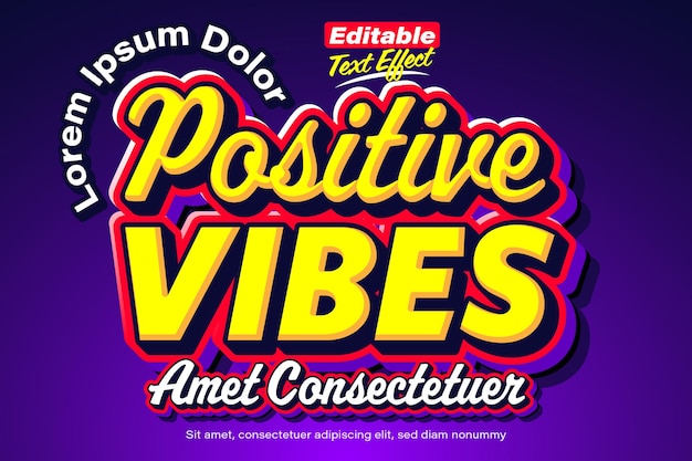 Vector positive vibes youth efecto de texto en negrita