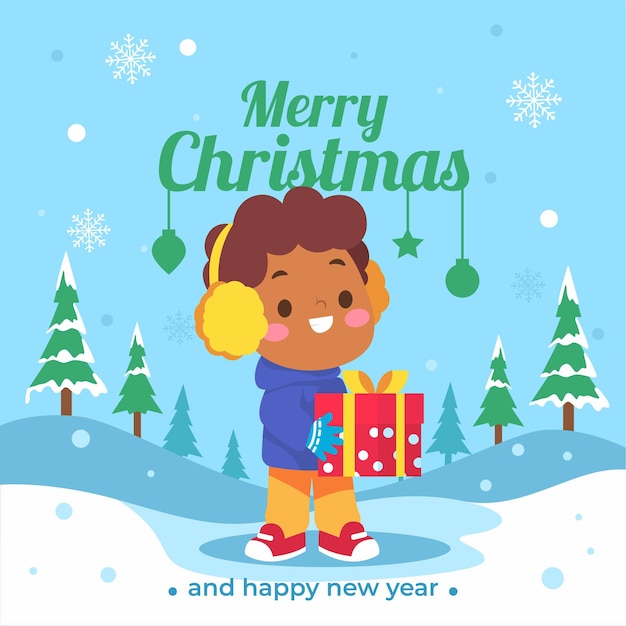 Post de Instagram con fondo plano para la Navidad de los niños