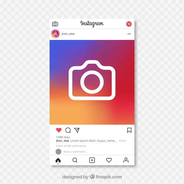 Vector post de instagram con fondo transparente