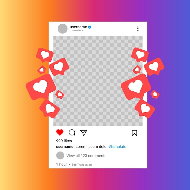 Post de instagram con fondo transparente