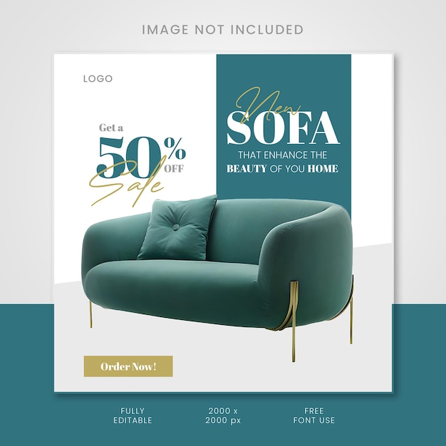 Post de venta de muebles en Instagram y plantilla de redes sociales