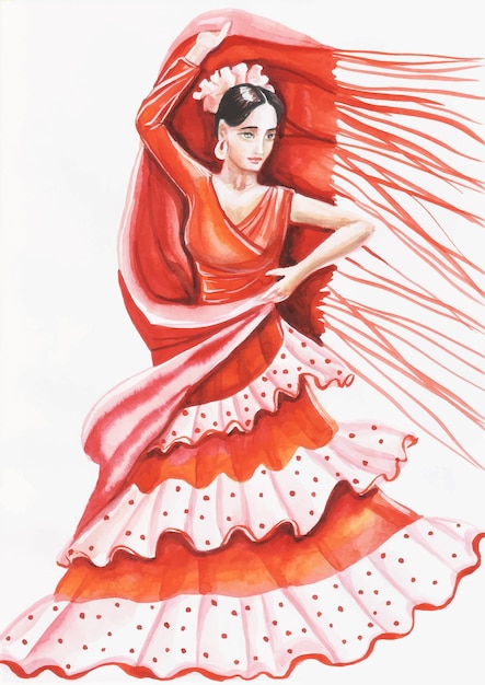 Postal bailaora de flamenco española