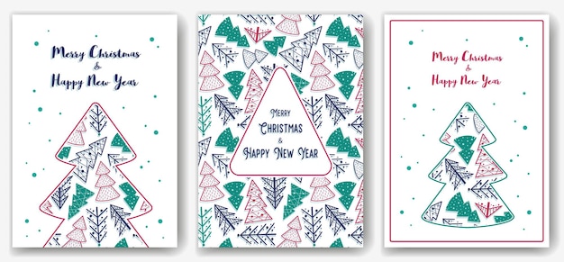 Postal de bosque navideño para vacaciones de año nuevo