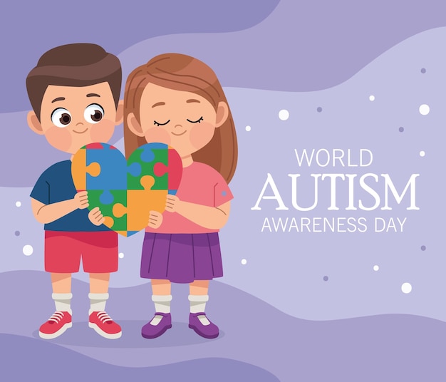 Vector postal de la campaña del día mundial del autismo