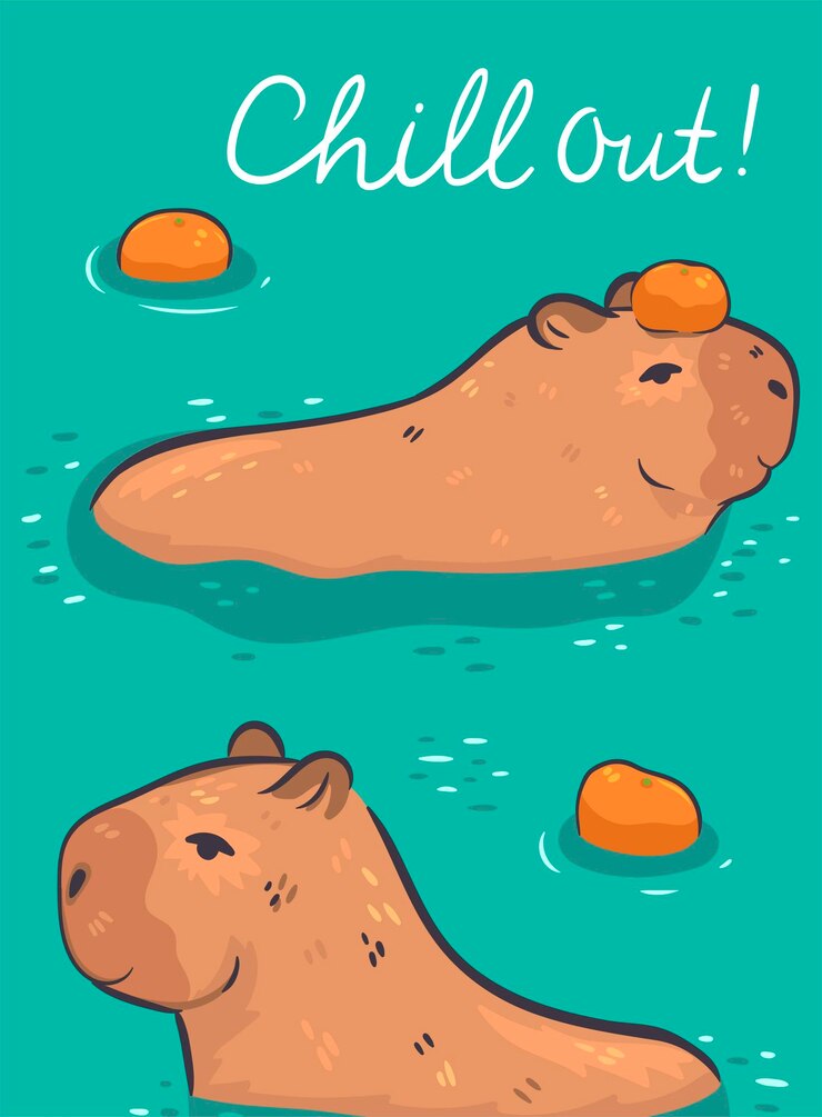 Vector postal con un carpincho lindo y una inscripción gráficos vectoriales