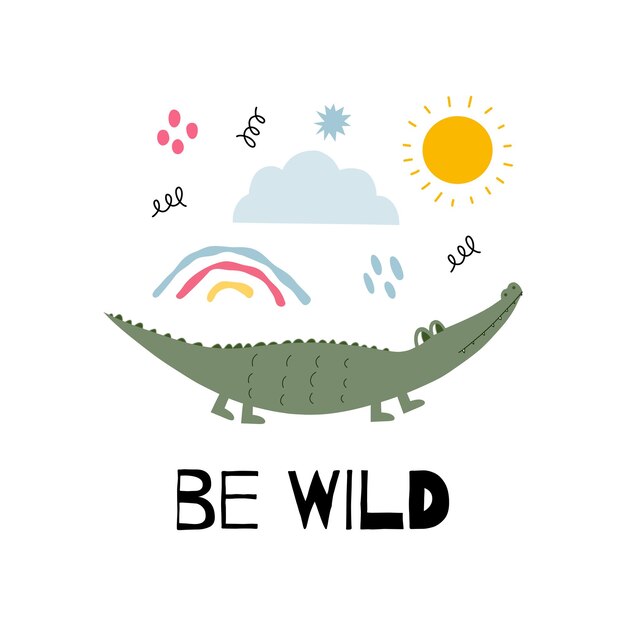 Postal con cocodrilo Safari vacaciones Be wild