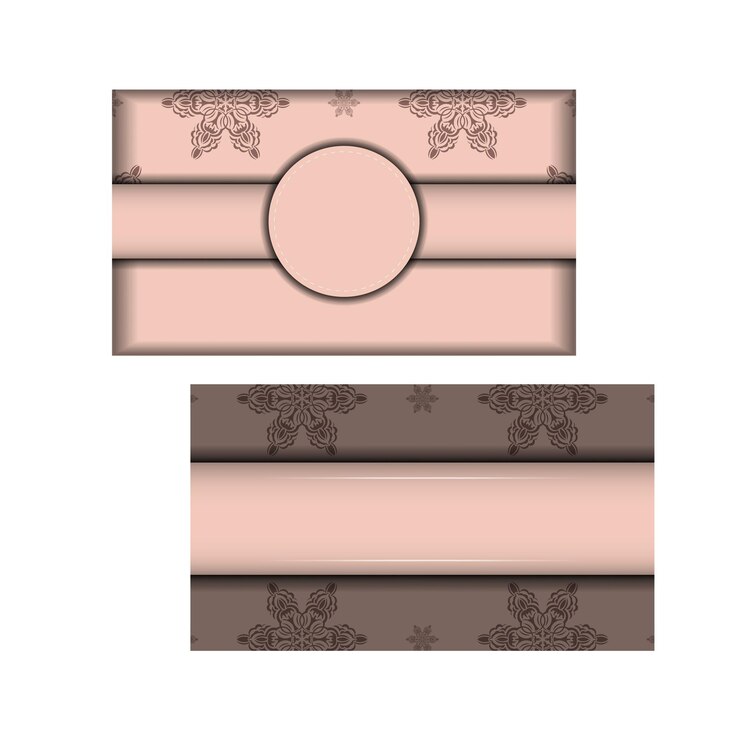 Vector postal en color rosa con dibujo de mandala preparada para imprimir