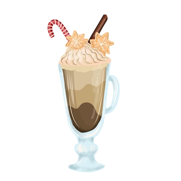 Postal corporativa para cafetería Cappuccino o ilustración vectorial dibujada a mano