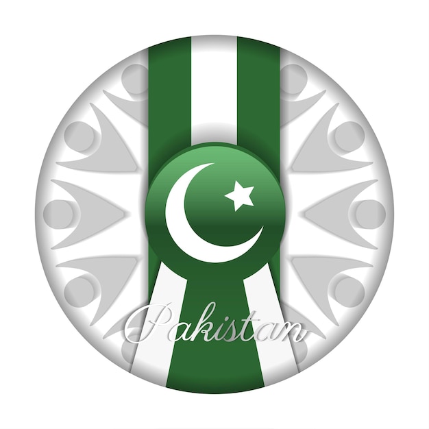 Vector una postal cortada en papel en honor a la ilustración vectorial de celebración del día de la independencia de pakistán