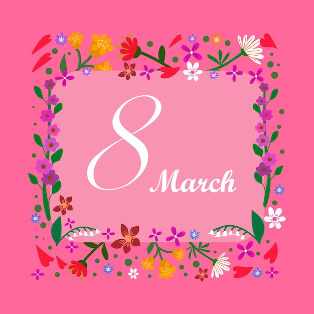 Postal para el día de la mujer el 8 de marzo. Diseño vectorial para el día de la mujer.