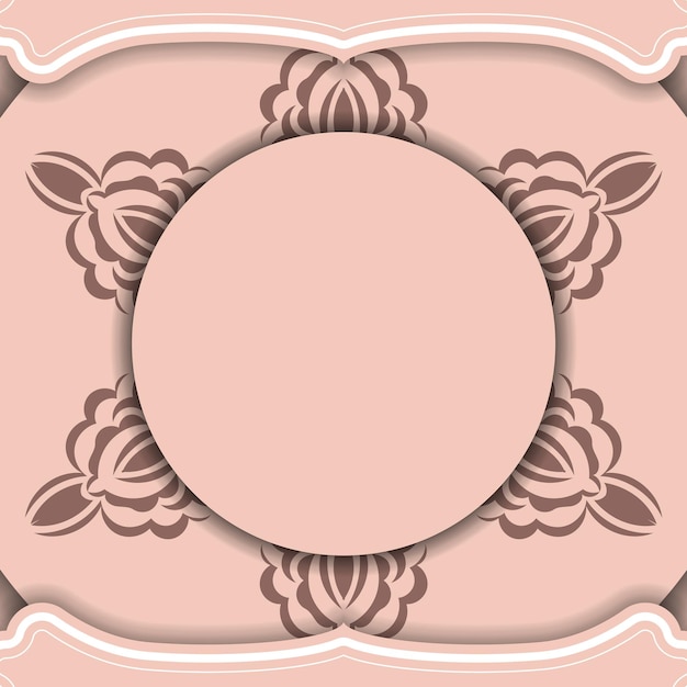 Vector la postal es rosa con un patrón antiguo y está lista para imprimir.
