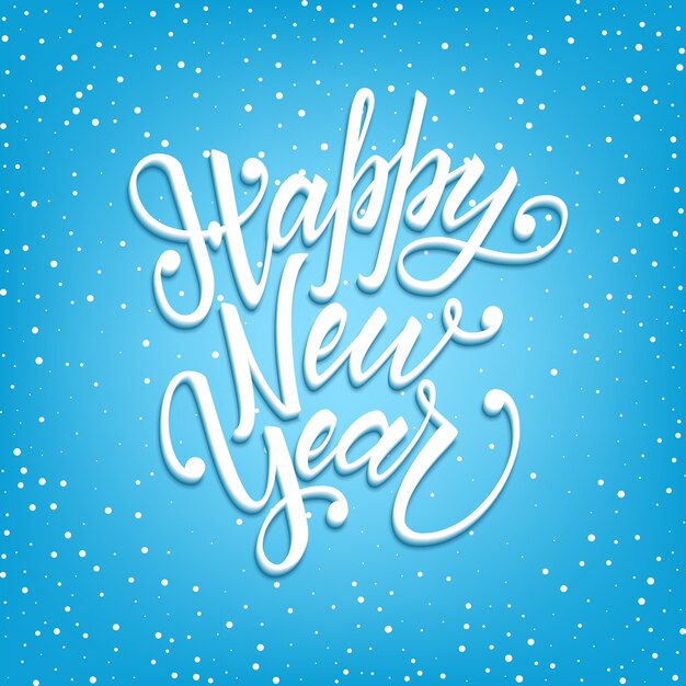 Postal de felicitación de feliz año nuevo con letras 3d únicas Feliz año nuevo,.