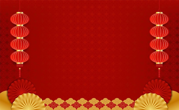 Postal para feliz año nuevo chino fondo chino tradicional chino de vector