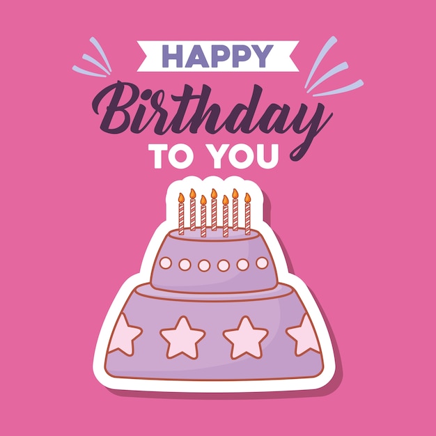 postal feliz cumpleaños con torta dulce