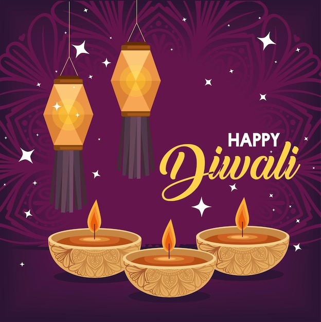 Postal de letras feliz diwali