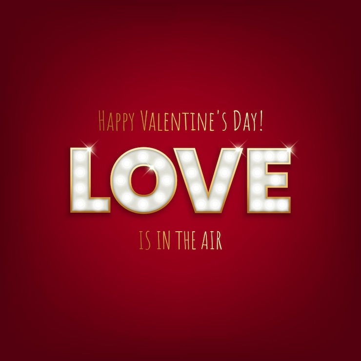 Vector postal con letras únicas el amor está en el aire para el día de san valentín