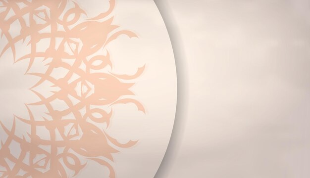 Postal de lujo en color beige con un lugar para su texto y adornos de monograma Plantilla de tipografía Vector