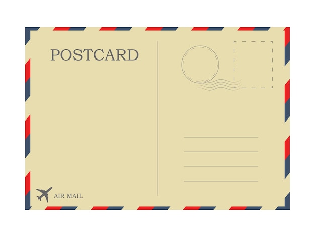 Postal retro aislada en un fondo blanco Carta de correo aéreo Ilustración vintage