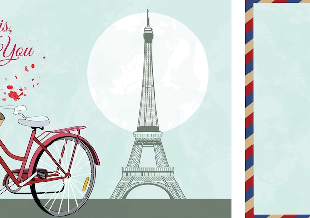 Vector postal retro de parís