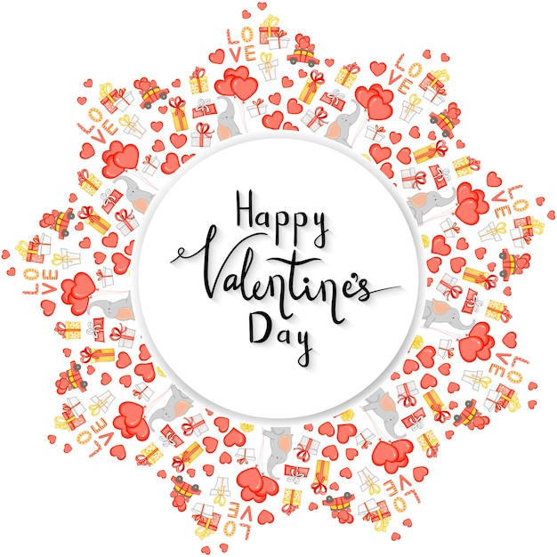 Una postal para las vacaciones del Día de San Valentín Ilustración vectorial Plantilla para una postal