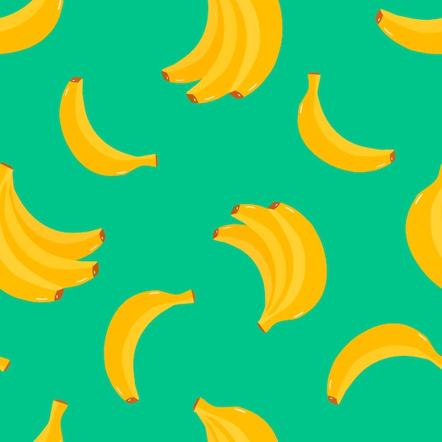 Postales patrón de vector con patrón de frutas tropicales de plátanos amarillos brillantes para camisetas