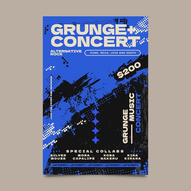 Póstar grunge en diseño plano